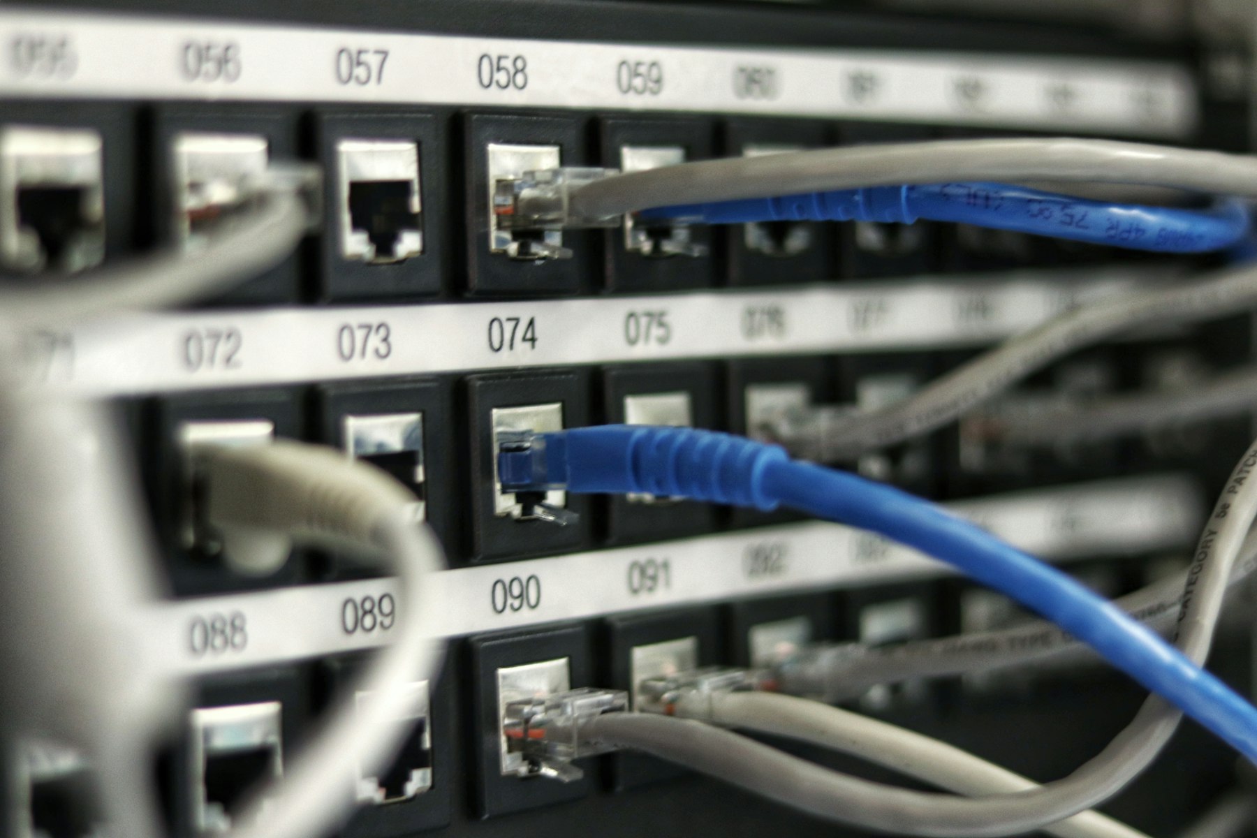 Fiber terminations in a network cabinet