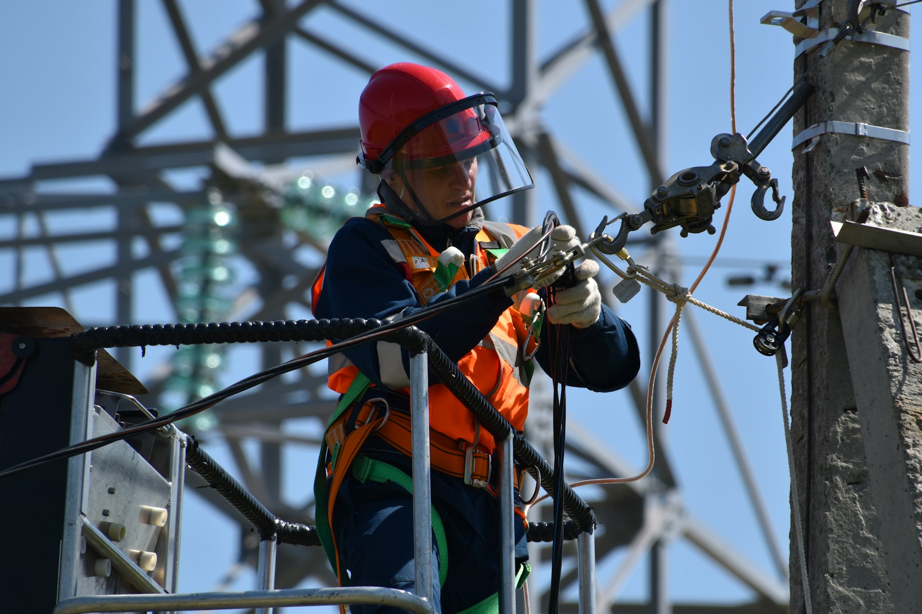 Technician preparing fiber for splicing